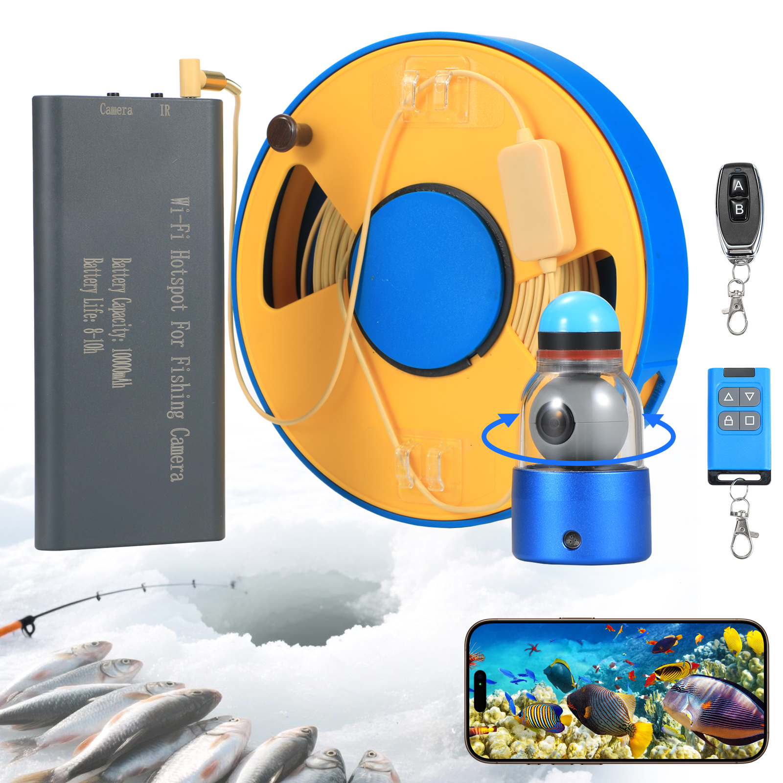 Fish Finder Portable - WIFI 360° Underwater Fishing Camera with