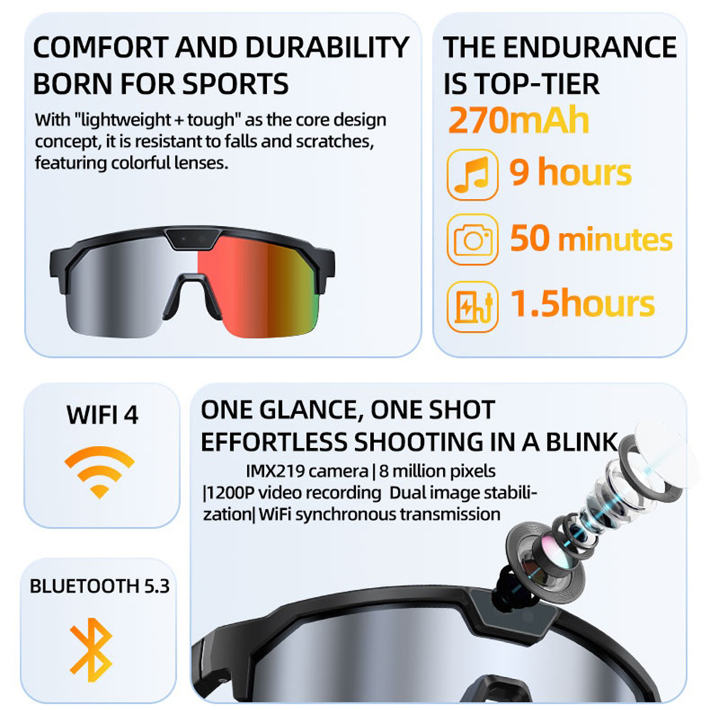 AI Smart Cycling Glasses Men W - Fishing Camera reseña y precio