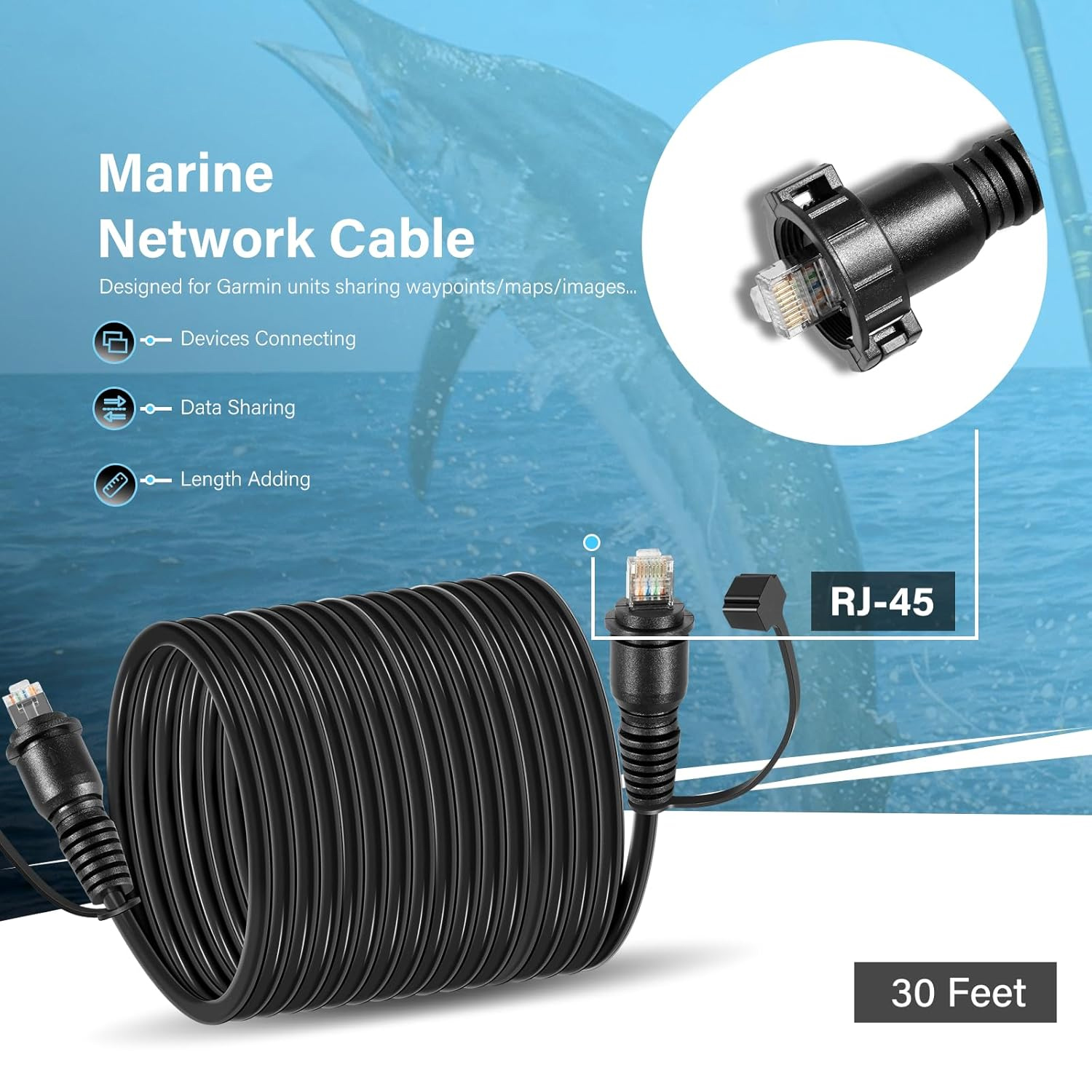 30 Foot Marine Network Cable f - Fish Finder reseña y precio